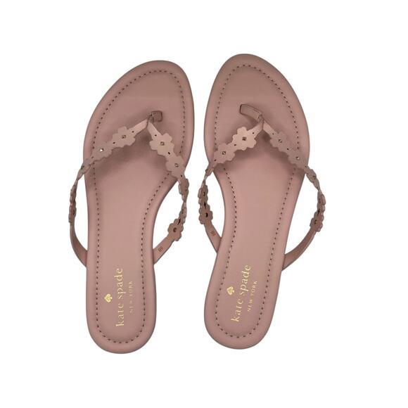 Kate Spade Pink Daisy Thong Sandals Flats 9 Summer Party Resortwear Cruisewear - Picture 2 of 4